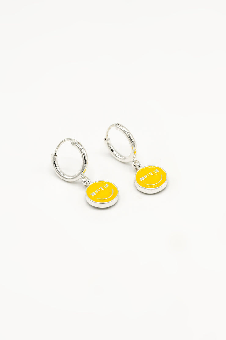 Earth Day Smiley Drop Hoop Earrings