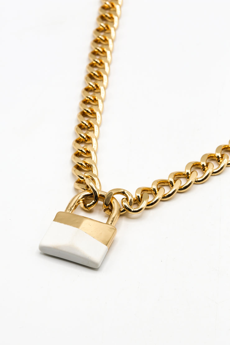 Dipped Padlock Pendant Necklace