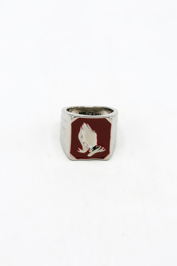 Scripted Praying Hands Signet Ring